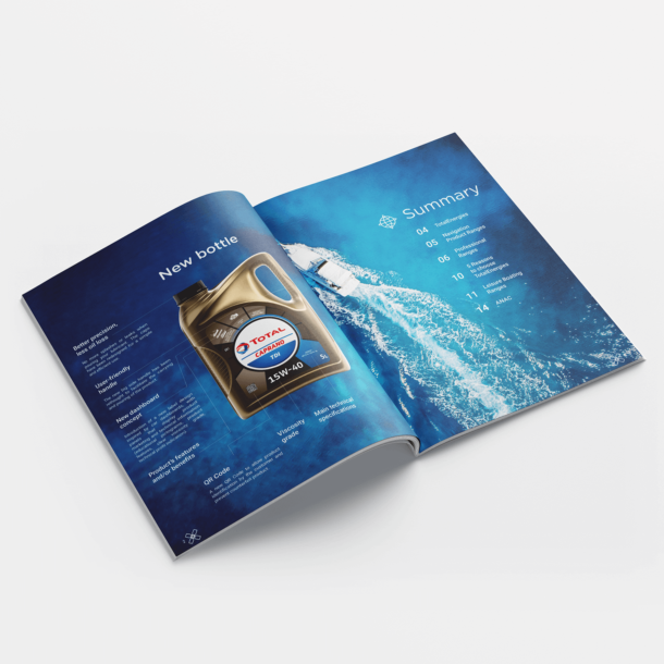 Brochure 16 pages pour les lubrifiants navigation de TotalEnergies