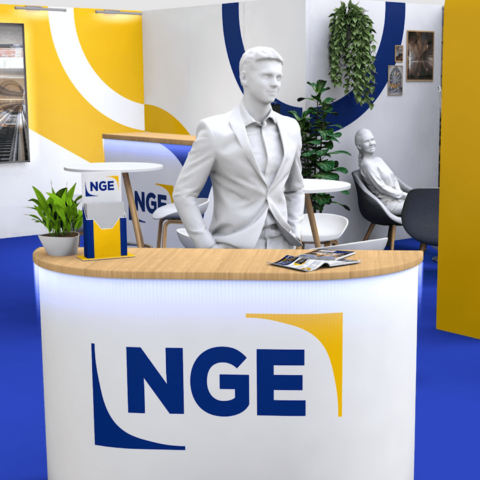 Modélisation 3D du stand NGE - Détail comptoir