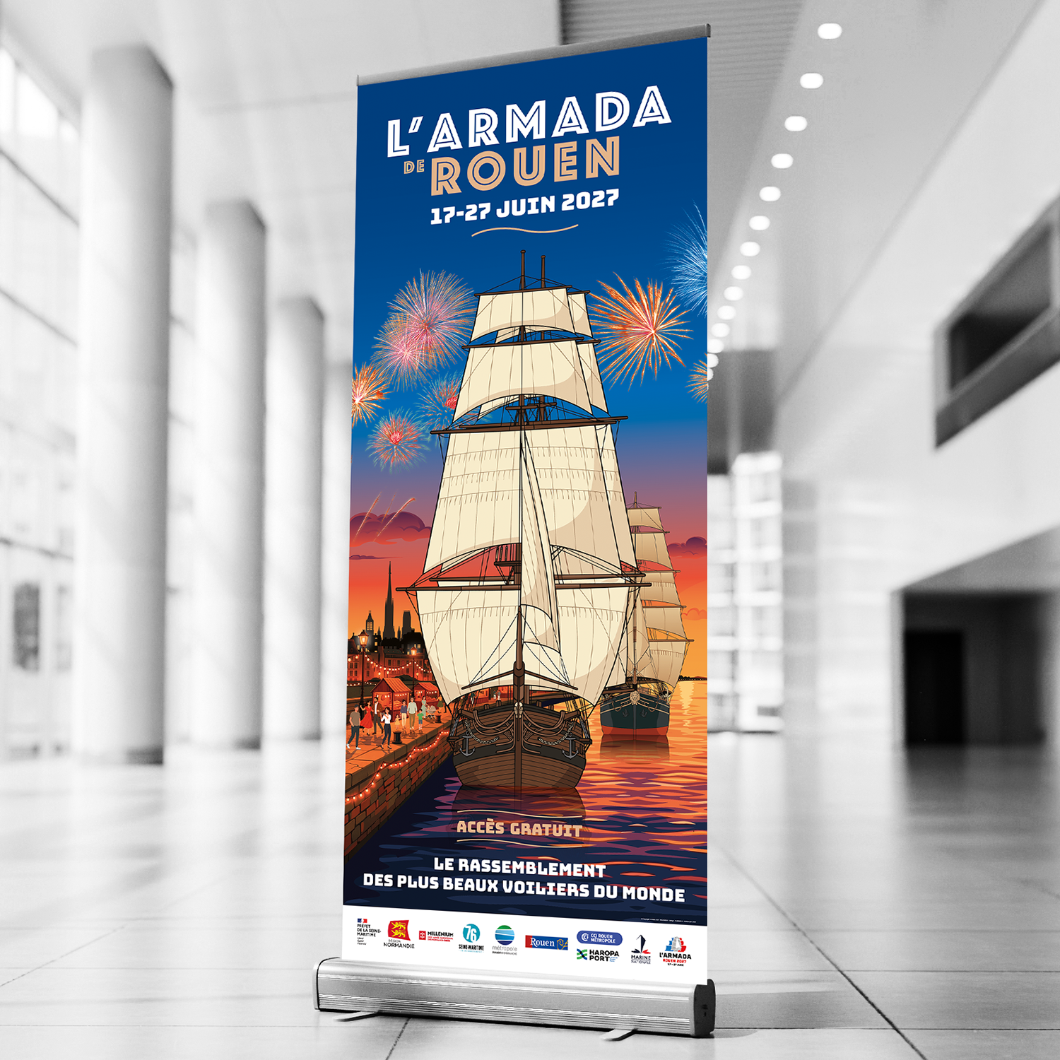 Affiche officielle de l'Armada de Rouen 2027 - Kakémono Affiche officielle de l'Armada de Rouen 2027 - Kakémono
